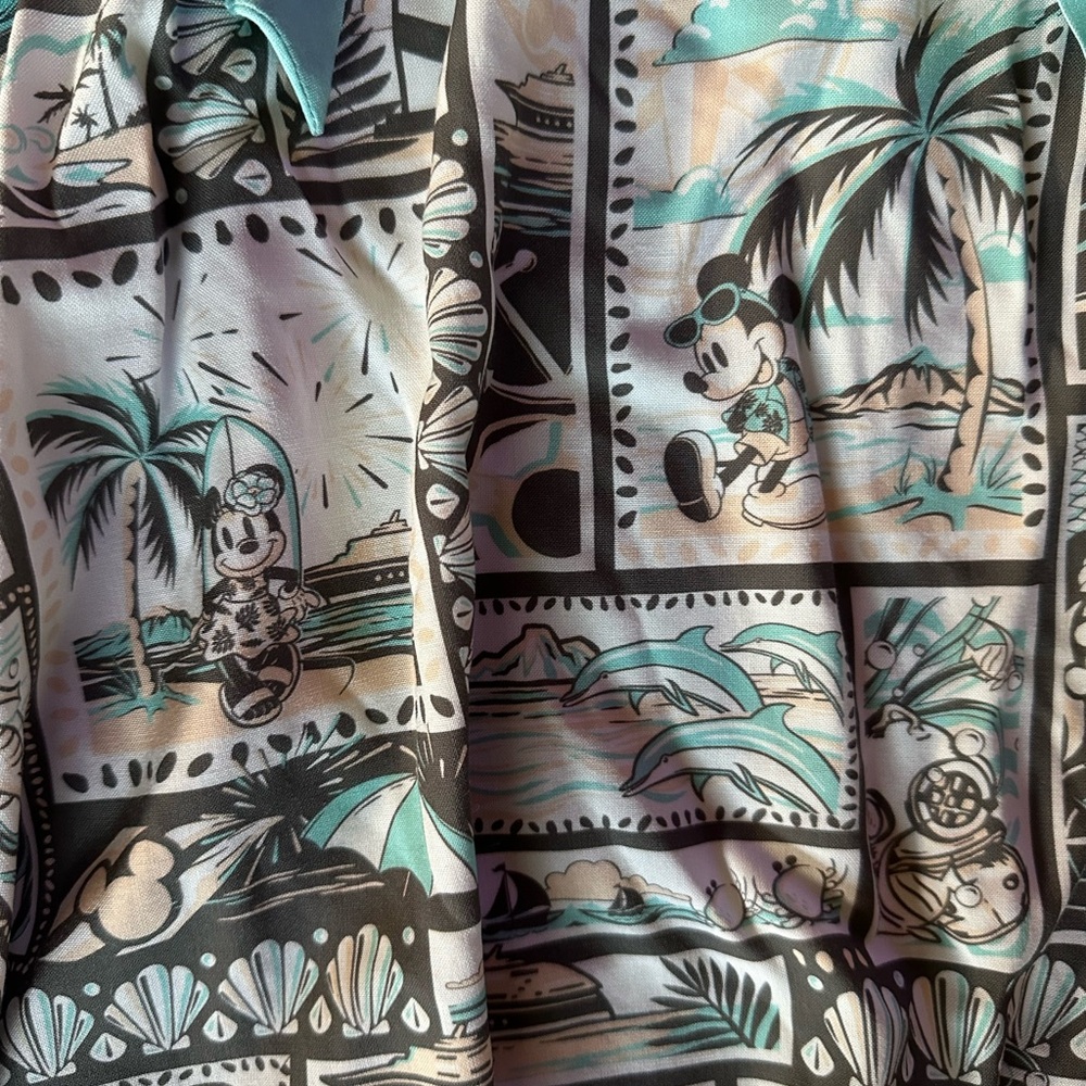 Disney Multi-Color Tropical Print Dress with Mint Belt - Picture 2 of 9